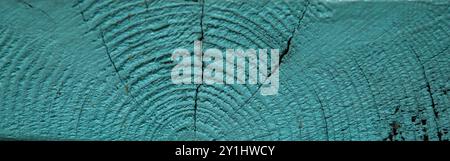 gros plan de pelage vieux grain de bois de pin bleu turquoise avec espace de copie, vue de dessus, fond en bois gros plan Banque D'Images