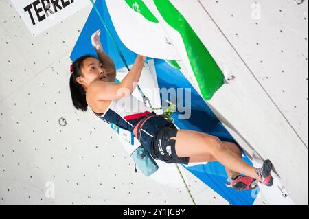 La coréenne Chaehyun SEO participe à la demi-finale féminine de la Coupe du monde IFSC Koper 2024 le 6 septembre 2024 à Koper, Slovénie. (Photo de Rok Rakun/Pacific Press) crédit : Pacific Press Media production Corp./Alamy Live News Banque D'Images