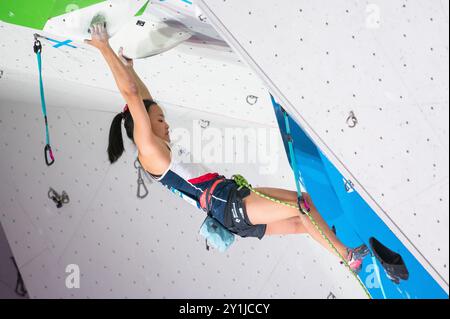 La coréenne Chaehyun SEO participe à la demi-finale féminine de la Coupe du monde IFSC Koper 2024 le 6 septembre 2024 à Koper, Slovénie. (Photo de Rok Rakun/Pacific Press) crédit : Pacific Press Media production Corp./Alamy Live News Banque D'Images