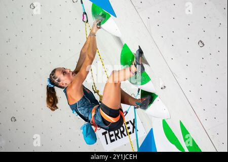 Koper, Slovénie. 06 septembre 2024. Camilla MORONI, italienne, participe à la demi-finale féminine de la Coupe du monde IFSC Koper 2024 le 6 septembre 2024 à Koper, Slovénie. (Photo de Rok Rakun/Pacific Press) crédit : Pacific Press Media production Corp./Alamy Live News Banque D'Images