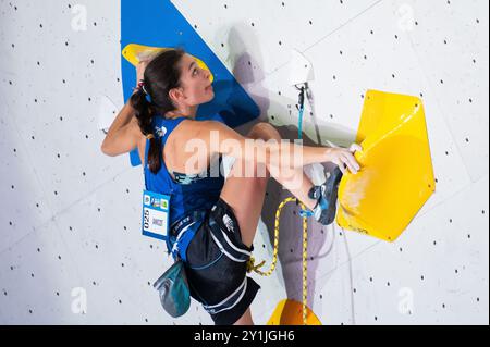 Koper, Slovénie. 6 septembre 2024. La française HélÃ¨ne JANICOT participe à la demi-finale féminine de la Coupe du monde IFSC Koper 2024 le 6 septembre 2024 à Koper, Slovénie. (Crédit image : © Rok Rakun/Pacific Press via ZUMA Press Wire) USAGE ÉDITORIAL SEULEMENT! Non destiné à UN USAGE commercial ! Banque D'Images