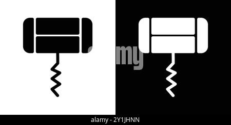 Conception d'icône de tire-bouchon simple plat de symbole vectoriel contour de collection logo Illustration de Vecteur