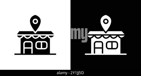 Market place Icon Design simple plat de symbole vectoriel contour de collection logo Illustration de Vecteur