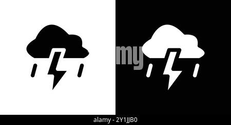 Thunder Lightening icône design simple vecteur plat symbole contour collection logo Illustration de Vecteur