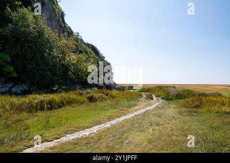 Humphrey Head sur le bord de la baie de Morecambe près de Grange-over-Sands, Cumbria, Angleterre. Banque D'Images