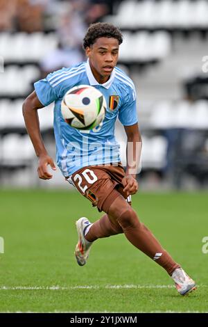 Tubize, Belgique. 07 septembre 2024. Noah Fernandez (20 ans) de Belgique photographié lors d'un match amical de football entre les équipes nationales de Belgique et d'Autriche de moins de 19 ans le samedi 7 septembre 2024 à Tubize, Belgique . Crédit : Sportpix/Alamy Live News Banque D'Images