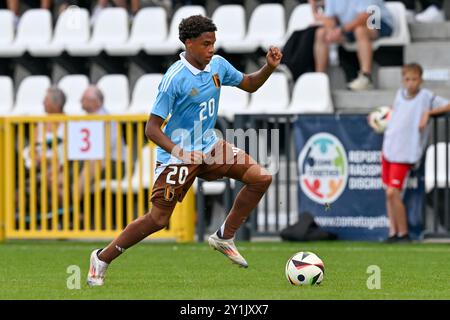 Tubize, Belgique. 07 septembre 2024. Noah Fernandez (20 ans) de Belgique photographié lors d'un match amical de football entre les équipes nationales de Belgique et d'Autriche de moins de 19 ans le samedi 7 septembre 2024 à Tubize, Belgique . Crédit : Sportpix/Alamy Live News Banque D'Images