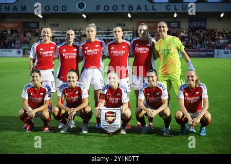 Borehamwood, Royaume-Uni. 07 septembre 2024. Meadow Park, Angleterre, le 7 septembre 2024 : L'équipe d'Arsenal s'alignera pour le match de l'UEFA Champions League Round 1 entre Arsenal et Rosenborg au Meadow Park Stadium, Borehamwood, Londres, Angleterre, samedi 7 septembre 2024. (Bettina Weissensteiner/SPP) crédit : SPP Sport Press photo. /Alamy Live News Banque D'Images