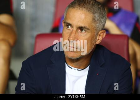 Prague, Tchéquie. 7 septembre 2024. Match de l'UEFA Nations League Ukraine - Albanie à l'Epet Arena de Prague. Portrait du manager albanais Sylvinho. Crédit : Oleksandr Prykhodko/Alamy Live News Banque D'Images