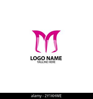 Vecteur de conception de logo Rose lettre M. Illustration de Vecteur
