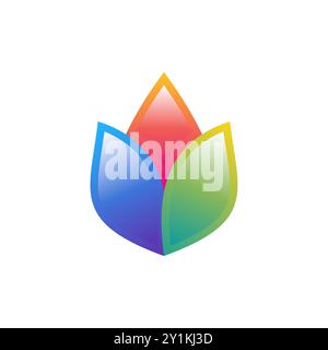 concept de logo de fleur de lotus symbole de fleurs colorées icône illustration de conception vectorielle Illustration de Vecteur