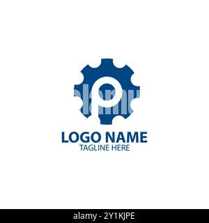 Vecteur de conception de logo lettre P Gear Illustration de Vecteur