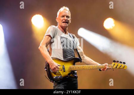 Preston, Angleterre, 7 septembre 2024. Sting en tête d'affiche de la scène principale de BBC Radio 2 dans le parc de Preston. Crédit : Izzy Clayton/Alamy Live News Banque D'Images