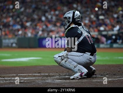 Jose Herrera (11 ans), attrapeur des Diamondbacks de l'Arizona, est la première manche du match de baseball de la MLB entre les Diamondbacks de l'Arizona et les Astr de Houston Banque D'Images