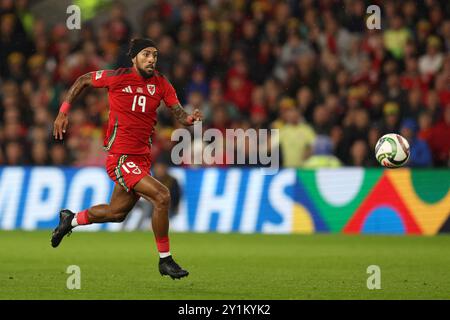 Cardiff, Royaume-Uni. 06 septembre 2024. Sorba Thomas du pays de Galles en action. Pays de Galles v Turquie, ligue des Nations de l'UEFA, match du groupe H au stade de Cardiff à Cardiff, pays de Galles du Sud, vendredi 6 septembre 2024. Usage éditorial exclusif. photo par Andrew Orchard/Andrew Orchard photographie sportive/Alamy Live News crédit : Andrew Orchard photographie sportive/Alamy Live News Banque D'Images