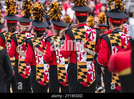 College Park, États-Unis. 30 août 2024. COLLEGE PARK, MD - 07 SEPTEMBRE : Maryland Marching band avant un match de football Big10 entre les Maryland Terrapins et les Michigan State Spartans, le 07 septembre 2024, à SECU Field, à College Park, Maryland. (Photo de Tony Quinn/SipaUSA) crédit : Sipa USA/Alamy Live News Banque D'Images