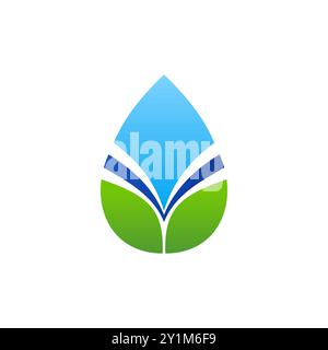 éléments de goutte d'eau naturelle symbole de logo de feuille icône illustration de conception vectorielle Illustration de Vecteur