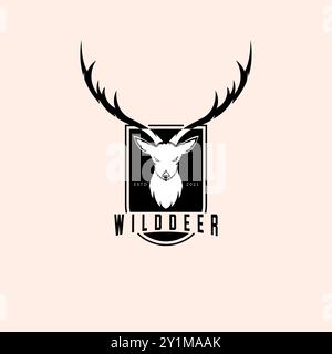 Conception de modèle d'illustration de logo de cerf, conception vectorielle d'emblème de cerf Illustration de Vecteur