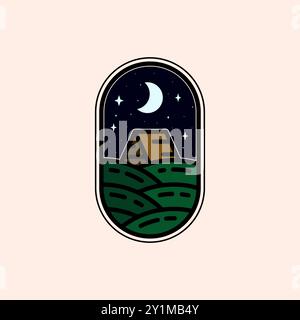 Cottage Cabin simple Line Art logo illustration vectorielle Design. Modèle de logo minimaliste Resort. Concept de logo monoline simple moderne. Illustration de Vecteur