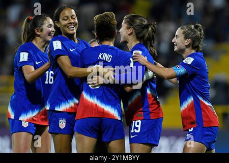 Bogota, Colombie. 07 septembre 2024. Pietra Tordin des États-Unis célèbre après avoir marqué le premier but de son équipe lors du match de Coupe du monde féminine U-20 du Groupe C FIFA, Colombie 2024 entre les États-Unis et le Paraguay, au Metropolitano de Techo Stadium, à Bogota, le 05 septembre 2024. Photo : Julian Medina/DiaEsportivo/Alamy Live News crédit : DiaEsportivo/Alamy Live News Banque D'Images