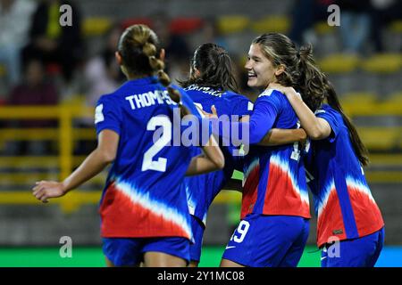 Bogota, Colombie. 07 septembre 2024. Pietra Tordin des États-Unis célèbre après avoir marqué le premier but de son équipe lors du match de Coupe du monde féminine U-20 du Groupe C FIFA, Colombie 2024 entre les États-Unis et le Paraguay, au Metropolitano de Techo Stadium, à Bogota, le 05 septembre 2024. Photo : Julian Medina/DiaEsportivo/Alamy Live News crédit : DiaEsportivo/Alamy Live News Banque D'Images