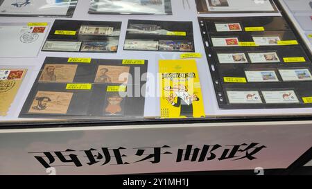 Shanghai, Chine. 08 septembre 2024. Les timbres espagnols sont affichés à l'International coin Expo 2024 à Shanghai, Chine, le 6 septembre 2024. (Photo de Costfoto/NurPhoto) crédit : NurPhoto SRL/Alamy Live News Banque D'Images