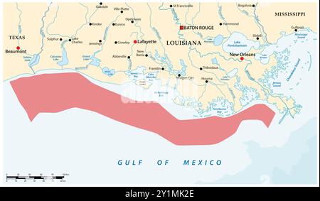 Carte de la zone morte dans le golfe du Mexique, États-Unis Banque D'Images