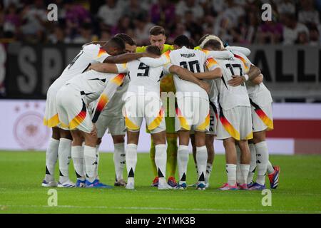 Die deutsche Fussball Nationalmannschaft, Mannschaftskreis, motivation, Verschwoerung, Fussball Nations League Deutschland GER - Ungarn HUN 5-0 AM 07.09.2024 in Duesseldorf, *** L'équipe nationale allemande de football, cercle d'équipes, motivation, conspiration, Football Nations League Allemagne GER Hongrie HUN 5 0 le 07 09 2024 in Duesseldorf, Banque D'Images