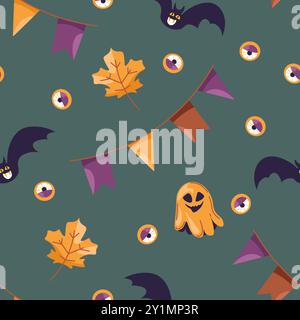 Motif sans couture d'Halloween avec chauves-souris Illustration de Vecteur
