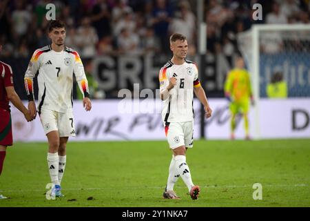 Schlussjubel Deutschland, v.l. Kai HAVERTZ GER, Joshua KIMMICH GER Jubel, jubeln, Freude, Cheers, Fussball Nations League Deutschland GER - Ungarn HUN 5-0 AM 07.09.2024 in Duesseldorf, *** final Cheer Germany, f l Kai HAVERTZ GER Cheers , Joshua KIMMICH GER Cheers, Jubilation, Joy, Cheers, Soccer Nations League OY, HUN in 09 GER, Soccer, Hun Hun Hun 2024 in Germany, in Germany in Germany in Germany, Dueldorf in Germany, 09 Banque D'Images