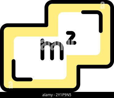 Icône mètre carré. Placer le pictogramme de couleur de cote. Surface plate en mètres carrés. Mesure de la surface de la maison. M2 signe simple. Illustration vectorielle isolée sur Illustration de Vecteur