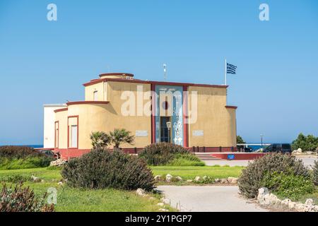 Rhodes Town, Grèce – 18 juillet 2024. Construction de l'Aquarium de Rhodes dans la ville de Rhodes, Grèce. Le bâtiment art déco a été construit par les Italiens dans le Banque D'Images