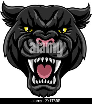 Black Panther Leopard Jaguar Cat Sports Mascot Illustration de Vecteur