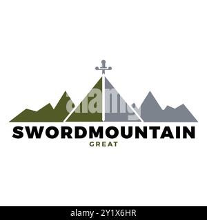 Modèle de conception de logo Sword Mountain Icon Illustration de Vecteur