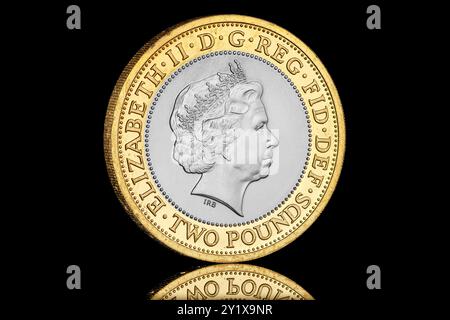 Portrait de la reine Elizabeth II par Ian Rank Broadley sur une pièce de 2014 £ 2 pour commémorer la première Guerre mondiale Banque D'Images