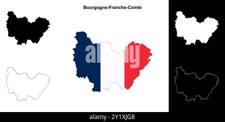 Ensemble de cartes de la région Bourgogne-Franche-Comté Illustration de Vecteur