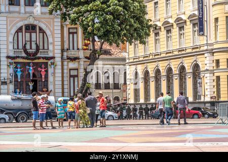 Recife, Brésil - 22 décembre 2016 : vue panoramique de la place Marco Zero dans l'ancien quartier de Recife - Recife, Pernambouco, Brésil Banque D'Images