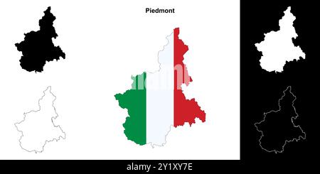 Jeu de cartes de contour vierges du Piémont Illustration de Vecteur