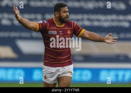 Huddersfield, Royaume-Uni. 08 septembre 2024. Emmanuel Waine des Broncos de Londres réagit lors du match de Betfred Super League Round 25 Huddersfield Giants vs London Broncos au John Smith's Stadium, Huddersfield, Royaume-Uni, le 8 septembre 2024 (photo par Alfie Cosgrove/News images) à Huddersfield, Royaume-Uni, le 9/8/2024. (Photo par Alfie Cosgrove/News images/SIPA USA) crédit : SIPA USA/Alamy Live News Banque D'Images