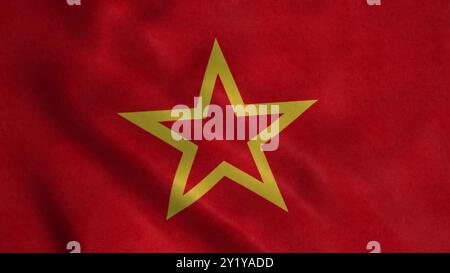 Drapeau rouge de l'Armée soufflant dans le vent. Fond de drapeau réaliste. illustration 3d. Banque D'Images