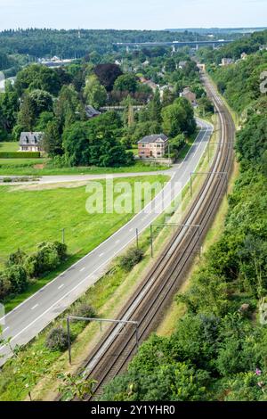 Chemin de fer à Marche-les-Dames | voies de Chemlin de fer à Marche-les-Dames Banque D'Images