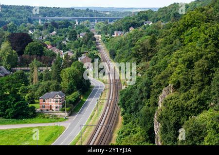 Chemin de fer à Marche-les-Dames | voies de Chemlin de fer à Marche-les-Dames Banque D'Images