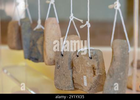 Métier à tisser vertical romain, Museu Municipal de Ciutadella,. Bastió de sa font, Ciutadella, Minorque, Îles baléares, Espagne. Banque D'Images