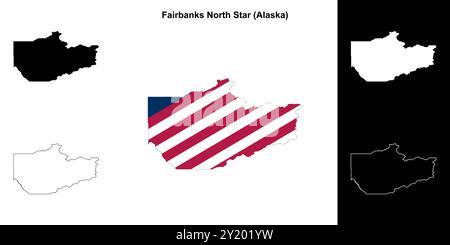 Fairbanks North Star Borough (Alaska) ensemble de cartes Illustration de Vecteur