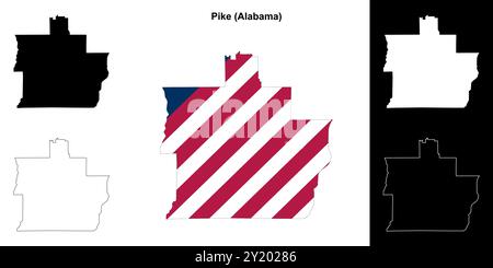 Ensemble de cartes de contour du comté de Pike (Alabama) Illustration de Vecteur