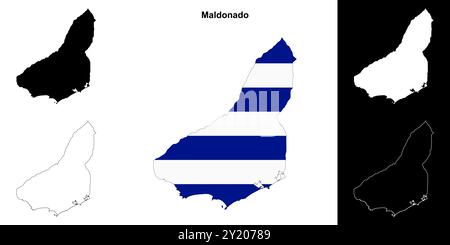 Ensemble de cartes de contour du département Maldonado Illustration de Vecteur