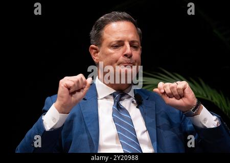 Austin Texas USA, 7 septembre 2024 : le représentant de l'État du Texas RAFAEL ANCHIA, d-Dallas, parle le dernier jour du Texas Tribune Festival dans le centre-ville d'Austin. Le Festival rassemble des politiciens et des leaders d'opinion influents de la fonction publique pour discuter de l'actualité et des politiques. ©Bob Daemmrich Banque D'Images
