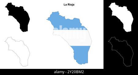 Ensemble de cartes de contour de la province de la Rioja Illustration de Vecteur