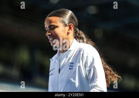 Birmingham, Royaume-Uni. 08 septembre 2024. Birmingham, Angleterre, 8 septembre 2024 : Nouvelle signature d'Ava Baker (32 Birmingham City) lors du match de football Barclays Womens Championship entre Birmingham City et Sunderland à St Andrews à Birmingham, Angleterre (Natalie Mincher/SPP) crédit : SPP Sport Press photo. /Alamy Live News Banque D'Images