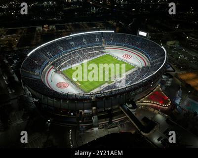 Buenos Aires, Argentine, 6 septembre 2024 ; match Argentine vs Chili, qualifications pour la Coupe du monde. Vue aérienne du stade River. Banque D'Images